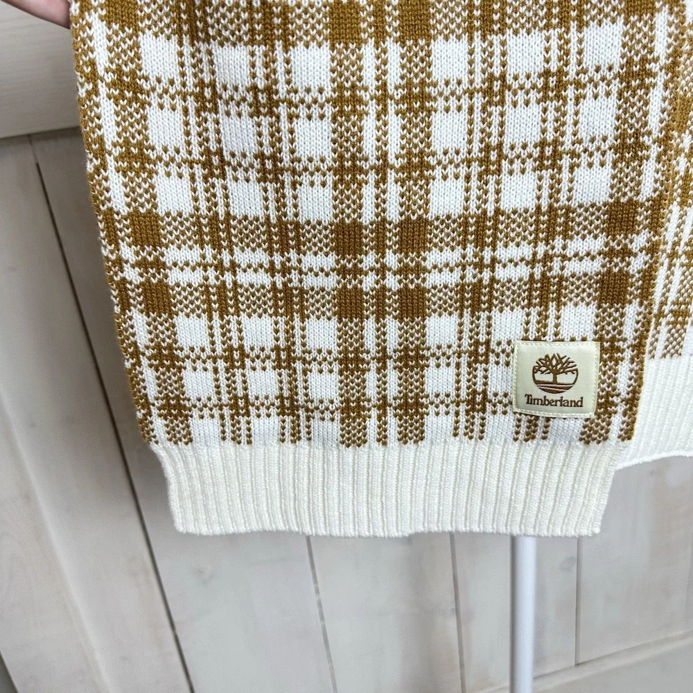 Timberland Houndstooth Plaid Scarf Brown & Cream New‎ NWT